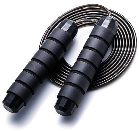 1 Pieza de Cuerda de Saltar, Cuerda de Saltar Ajustable, Cuerda de Saltar con Rodamiento de Alambre, Cuerda de Saltar Quemadora de Grasa, Cuerda de Saltar para Entrenamiento en El Gimnasio (Negro)