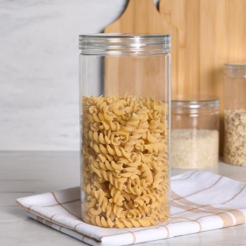 OHS Storage Jars with Lids Airtight, Food Storage Containers for Dry Food Coffee Rice Pasta Cereal Plastic Airtight Containers Dishwasher Safe, Large 1400ml
