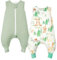 JiAmy 2er Pack Baby Schlafsack mit Füßen 1.0 Tog 100% Baumwolle Ärmellos Ganzjahres Babyschlafsack mit Beinen für Jungen und Mädchen 2-3 Jahre Grün Wälder