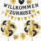 Willkommen Zuhause Welcome Home Deko, Herzlich Willkommen Girlande Willkommen Zurück Set,Willkommen Zuhause Banner Schwarzes Gold Luftballons für Welcome Baby Geburt Familie Welcome Back Dekorations