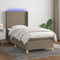Youuihom Palettenbetten Bettgestell Etagenbetten Tagesbetten Boxspringbett mit Matratze & LED Taupe 80x200 cm Stoff Geeignet für Wohnungen, Schlafzimmer, Arbeitszimmer, Büros