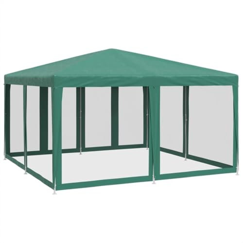vidaXL Partyzelt, Pavillon mit 8 Mesh-Seitenteilen, Gartenpavillon für Party Hochzeit, Festzelt Gartenzelt Eisengestell Wasserfest UV-beständig, Grün 4x4m HDPE