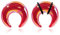 Longbeauty 1 Paar Glas Ohrpiercing Septum Pincher Tapers Ohr Expander Halbmond C-Form Buffalo Dehner, Rot, 8MM