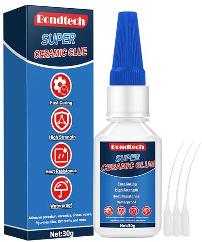 Ceramic Glue 30g, Clear Ceramic Glue Repair for Pottery, Dishes, Tiles, DIY Crafts, Waterproof, Heat-Resistant, with Anti-Clog Cap