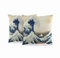 ggaimwf Kissenbezüge im japanischen Stil 50x50cm die Große Welle vor Kanagawa Kunstdruck Kissen für die Couch Schlafzimmer Japanische Geschenke für Männer Leinen Doppelseitiger Kissenbezug 2er-Set