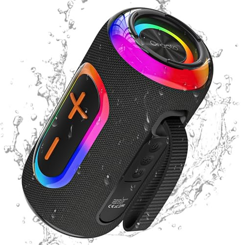 oraolo Altavoz Portátil Inalámbrico Bluetooth 5.4, Altavoces Potente Bluetooth, Altavoz USB Portátil, Estéreo Potente de 24 W, Soporte AUX/TF Card, Impermeable IPX5 para Exteriores, Fiestas
