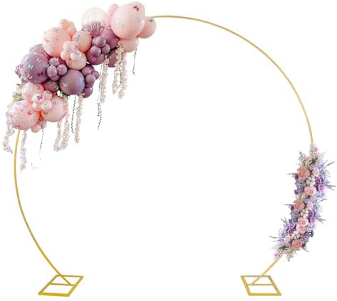 PlusFive 2,5M Hochzeitsbogen Gold Rundes Ballonbogen Kit Größ Metall Hochzeit Bogen Luftballon Bogen Gestell Ballon Ring Traubogen Ballon Girlande für Hochzeit Geburtstag Babyparty Dekoration