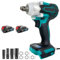 21V Brushless Cordless Impact Wrench - 320N.m High Torque, 1/2 Driver Compatible with Makita 18V Battery,w/2 3000mAh Battery＆14/17/19/21mm Sockets＆LED Worklight - Auto Repair & Heavy-Duty Use