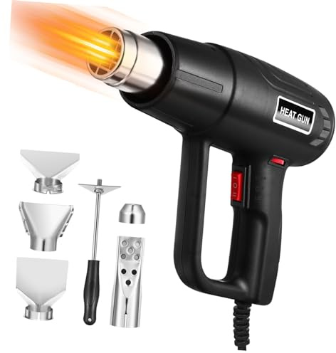 Uonlytech 1500w Hand Heißluftgebläse mit Einstellbarer Temperatur und 2-gang Luftstrom Abs Material Ergonomisches Design für Schrumpfschlauch und Folienverarbeitung