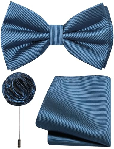 Ailisus Fliege Herren Vorgebundene Twill Fliege und Einstecktuch Ansteckblume Set für Hochzeit Smoking Business 3PCS