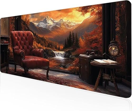 Tapis De Souris Forêts,Sous Main Bureau Chaise Longue Tapis De Souris XXL Gaming 1600x800x3mm Protege Bureau Base AntidéRapante,Durable ImperméAble Tissu Texturé Microtissu AméLiore PréCision Y1-1138