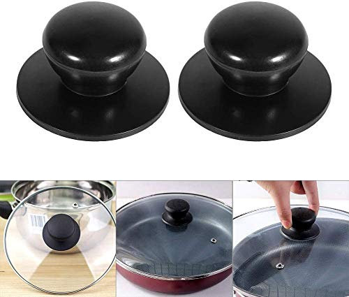 2 Stück Kochtopfdeckelknöpfe, Herd, Pfanne, Topf, Wasserkocher, Griff, Küche, Universal-Kasserolle, Glasdeckel, Topfknauf, Kochgeschirr, Ersatz (schwarz) (Stil 2)