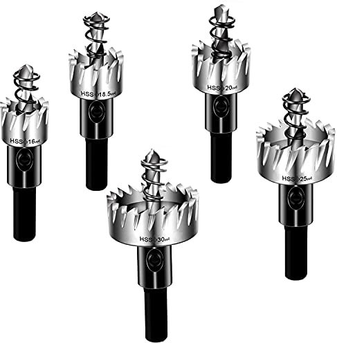 Malayas Seghe a tazza Set di Punte per trapano in acciaio 5 punte HSS4341 con sega a tazza per trapano ad alta velocit da 16-30 mm- 13 Pezzi(Versione migliorata)