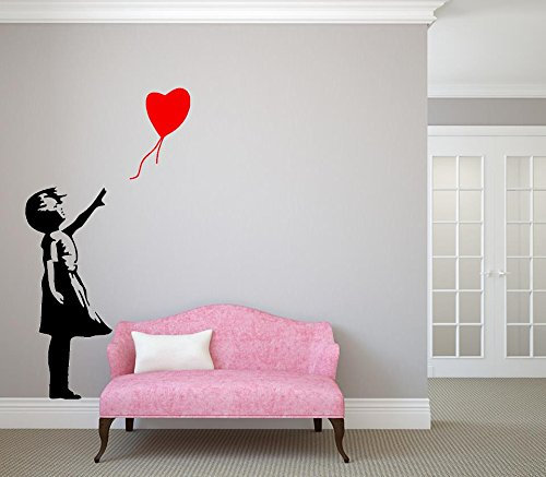 Mädchen mit Herz XXL Banksy Aufkleber Abziehbilder Zuhause Modern Aufkleber Schlafzimmer Dekoration Dekor Stilvoll Kindergarten Wandtattoo Wohnzimmer Abziehbild Baby