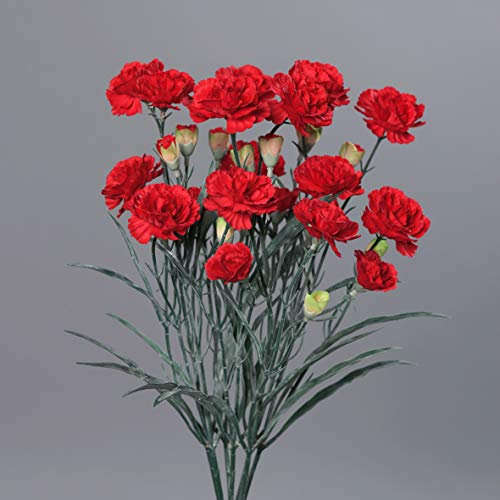 mucplants Künstlicher Nelkenbusch Rote Nelken Höhe:48cm Kunstblumen Nelkenstrauß Kunstpflanze