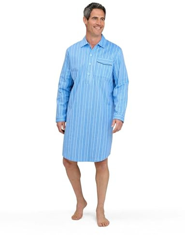 Champion Mens Brushed Cotton Striped Nightshirt Sleepwear Dark Blue L