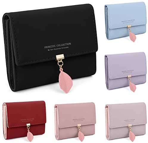 Porte monnaie pour femme, Petit Sac portefeuille en cuir Pliable avec porte-cartes, porte-monnaie Porte feuille pour femmes ado Filles d'argent avec fermeture éclair Fête des mères Cadeaux de Noël