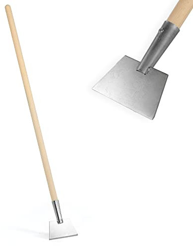 KADAX Eishacker, Eiskratzer mit Aluminiumkopf, Eisstößer mit Holzstiel, Werkzeug zum Eisentfernen, Eisscharre mit Aluminiumbeschlag, leichte Stoßscharre (15x8cm)