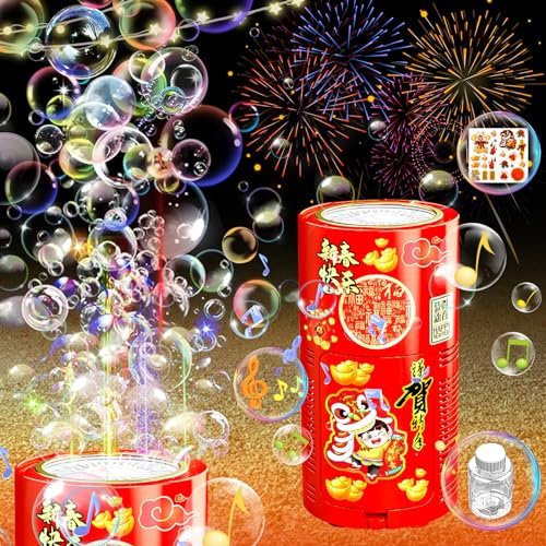 Feuerwerk Seifenblasenmaschine, Tischfeuerwerk Automatischer Seifenblasenhersteller mit Lichtern und abschaltbarem Sound, Seifenblasenspielzeug Kinder Geschenk, Hochzeit, Neujahr, Weinachten,Party
