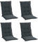 Home4You Gartenstuhlauflagen Mittellehner 4er Set - 110 x 50 cm - Dunkelgrau - Polyester - Sesselauflage Sitzpolster Stuhlauflage