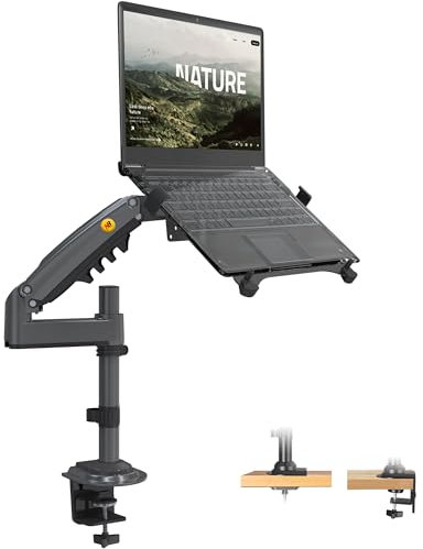 NB North Bayou Laptop Mount with Adjustable Tray for 10-17 Inch Notebook, Monitor Arm Desk Mount for 17 to 30 Inch Computer Screen, Laptop Arm VESA 75 & 100 mm H100-FP