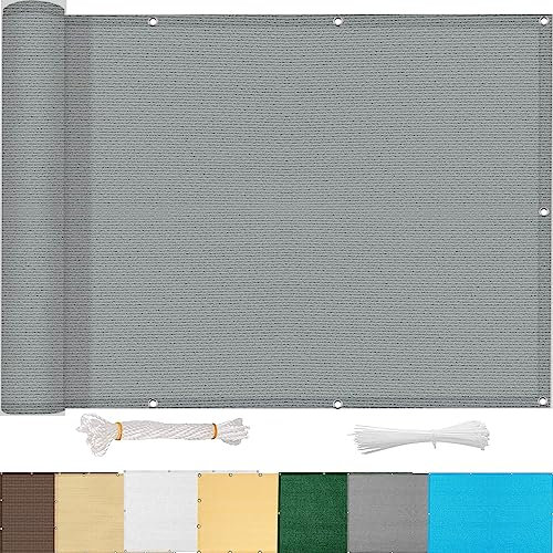 Voile d'ombrage Rectangulaire 3.8x10m Couvert Auvent Terrasse Protection UV Opaque pour pergola, extérieur poulailler Serre, Gris
