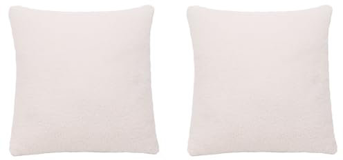 Egurs 2er Set Teddy Plüsch Kopfkissenbezug Flauschig Teddy Fleece Kissenbezug Quadratisch Deko Kissenbezüge Teddyfell Kissenhülle Einfarbig Sofakissenbezug Plüschkissen 45x45cm Weiß