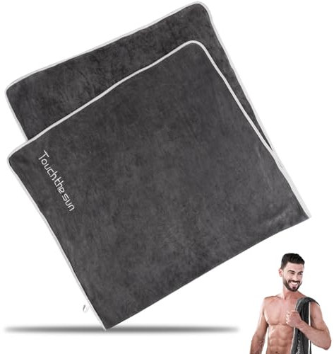 WINKIO Fitness Handtuch 140x70cm, Mikrofaser XXL, Rutschfest & Schnelltrocknend Sporthandtuch, Grau Für Fitnessstudio
