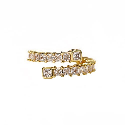Einstellbare Ring gold damen zirkonia Schlagenring Frauen Ohrstecker sterlingsilber 925 Halskette gold silber schmuck set i (Ohrstecker gold)