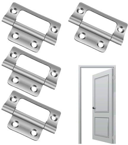 Nuqin Flush Hinges, 2 Pairs (4 Units) - 50 mm (2 inch) Cabinet Cupboard Hinges for Doors, Cabinets, Dressers, Wardrobes