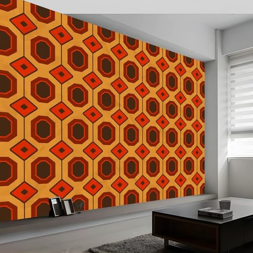 Papier Peint Intissé Orange Moderne, Rayures Géométriques De Style Minimaliste Art Muraux Photo pour Salon, Chambre, Bureau, 400 x 280 cm (WxH) Décoration Peinture Murale Papier Peint Panoramique