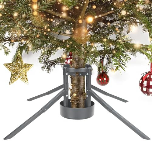 DAKEPOLE Weihnachtsbaumständer, Stabile Abnehmbare Weihnachtsbaumständer Baumhalter für Lebenige Weihnachtsbaum Stämme, Silber Christbuamständer Passt bis zu 220 cm Echte Bäume