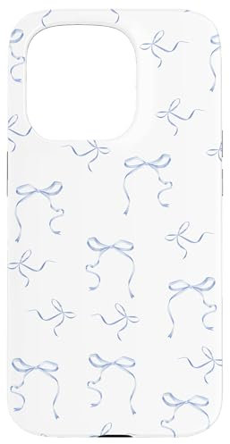 Hülle für iPhone 15 Pro Zierliche Schleifen Kokette Blau Bänder Schleifen Aquarell Mädchen