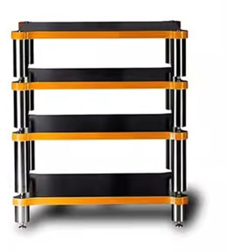 4-Tiers HiFi Rack AV Estante Mueble para Tocadiscos HiFi Rack De Audio De Madera Maciza HiFi Rack Pies Amplificador De Potencia Estante Audio Video Componentes(Negro,60 * 93 * 48cm)