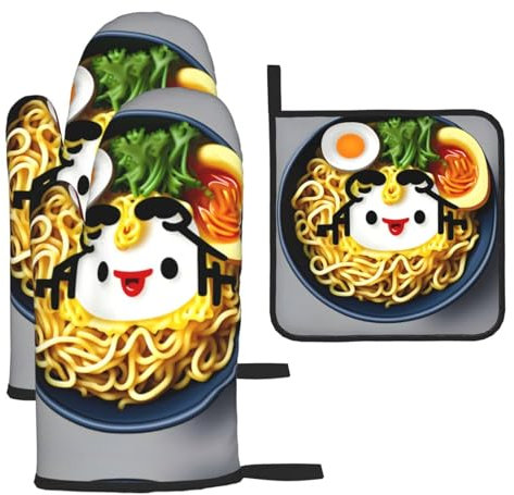 Manoplas de horno de Navidad con forma de huevera, fideos, ramen, guantes de cocina, resistentes al calor, regalo para mamá, inauguración de la casa