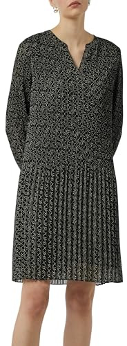 COMMA Plissiertes Chiffon-Kleid mit V-Ausschnitt