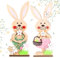 Xsybegdlk 2 Stück 19 cm Osterhase Deko aus Holz, Tortendeko Hase Hase Aufsteller Ostern Hase für Drinnen Draußen Osterhasen-Ornamente, Oster-Kaninchen-Ornament mit Sockel für Freund, Familie, Kind