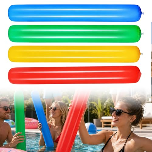 Schwimmnudel, Pool Nudel Für Kinder, Aufblasbare Schwimmnudel, 4 Stück Bunte Poolnudeln 105 cm Für Wasserspiele, Pooltraining Und Familienaktivitäten