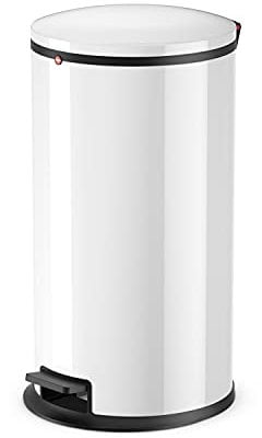 Hailo Pure L, Mülleimer aus Stahlblech , 25 Liter, Müllbeutel-Klemmringsystem, Deckeldämpfung (Soft Close), verzinkter Inneneimer, made in Germany, 0530-030