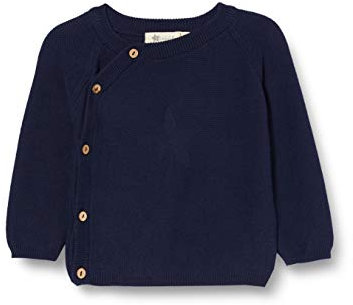 Sterntaler Unisex Kinder Gots Strick-jacke Strick-Jacke mit seitlicher Knopfleiste und Stern-Motiv, Marine, 56
