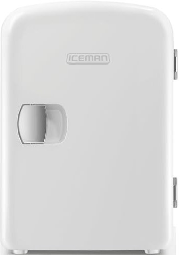 Iceman Weiß Tragbarer MiniKühlschrank, Kühlt und Wärmt, Kleiner Kühlschrank mit 4 Litern, 6 Fächer für Kosmetik, Snacks, Make-up, AC/DC-Strom, Haus/Auto/Schlafzimmer