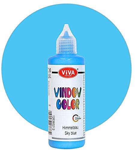 Viva Decor Window Color (Himmelblau, 90 ml) Fenstermalfarben für wieder abziehbare Bilder und Sticker für Deko, Spiegel, Fliesen, Vasen und Fenster - Made in Germany