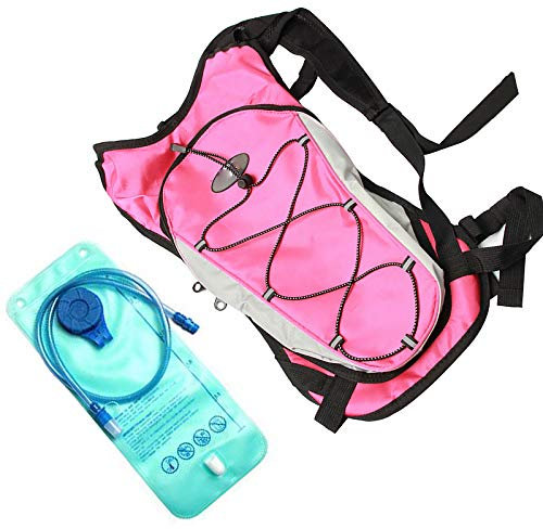 Wasserdichte Fahrradtasche, Radfahren Bergsteiger Rucksack, 8L Atmungsaktiv Ultraleicht Fahrradtasche Klettern Radfahren Trinkrucksack mit 2L Wasserblase, Rosa