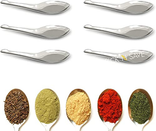 Small Mini Measuring Spoons, Stainless Steel, Perfect for Spice Jars, Masala Dabba Spice Spoon, Storage Tins, Coffee, Tea, Condiments, Sugar, Honey, Milk Powder, Ice Cream - Set of 6