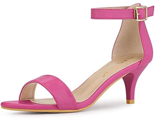 Allegra K Women Open Toe Kitten Heeled Ankle Strap Sandals Hot Pink 8 UK/Label Size 10 US