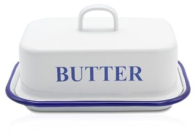 Krüger Butterdose Husum / Emaille Butterdose mit Deckel - für 250g Butter - robust und sehr langlebig - spülmaschinengeeignet