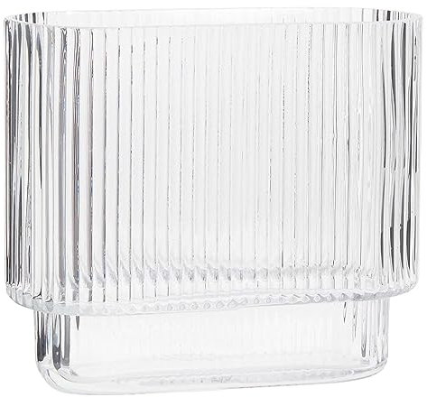 YANWE1 Vase nervuré en Verre cannelé pour Fleurs, vases à Fleurs Transparents pour Tulipes, vases Modernes pour Salon, Table à Manger, Bureau, Chambre à Coucher, cheminée, étagère, Mariage, 17,8 cm
