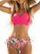 Cupshe, Bikini da donna a incrocio sul davanti e motivo laterale con laccetti, Rosa brillante, XL