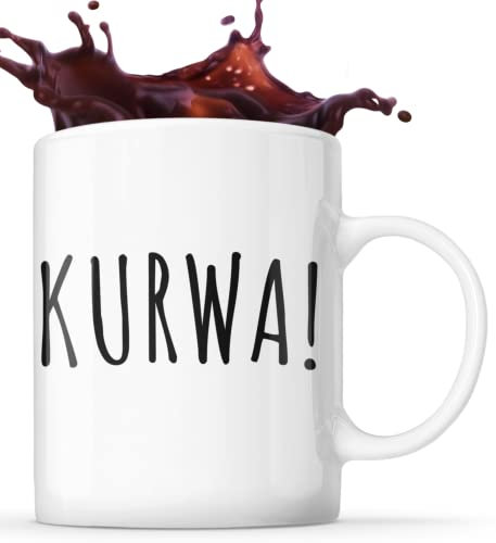 Kurwa Kaffeetasse - 330 ml Keramikbecker - Tasse für Tee und Kaffee - Kaffeetasse mit lustigem Spruch für das Büro oder Zuhause
