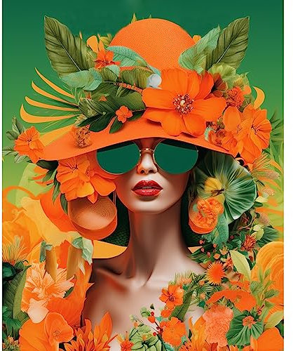 Blumen-Poster Frau Bild Malen nach Zahlen für Erwachsene Studenten Anfänger Geschenk Ölgemälde-Kits auf Leinwand mit Pinseln Acrylpigment digitale Malerei für Zuhause Zimmer Wanddekoration